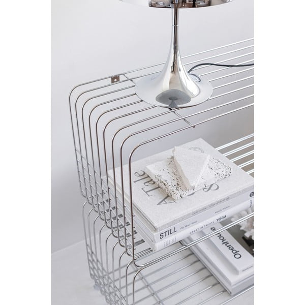 Метална стенна библиотека в блестящо сребрист цвят 70x30 cm Wire – Mette Ditmer Denmark-image-3