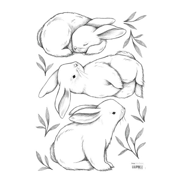 Лист със стикери 30x42 cm Bunnies - Lilipinso