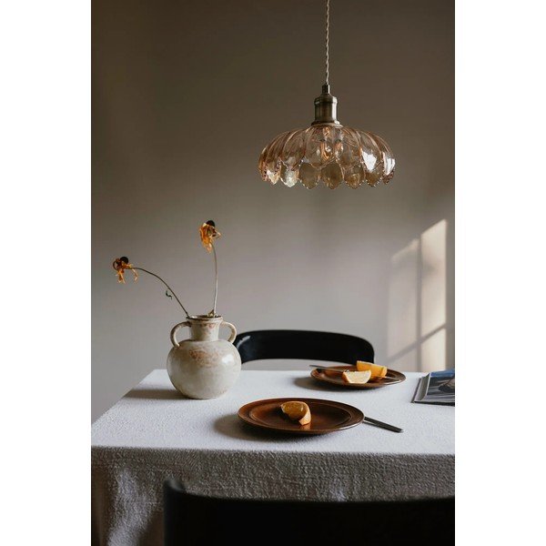 Висящо осветително тяло в месингов и кехлибарен цвят със стъклен абажур ø 25,5 cm Kurage – Markslöjd-image-1