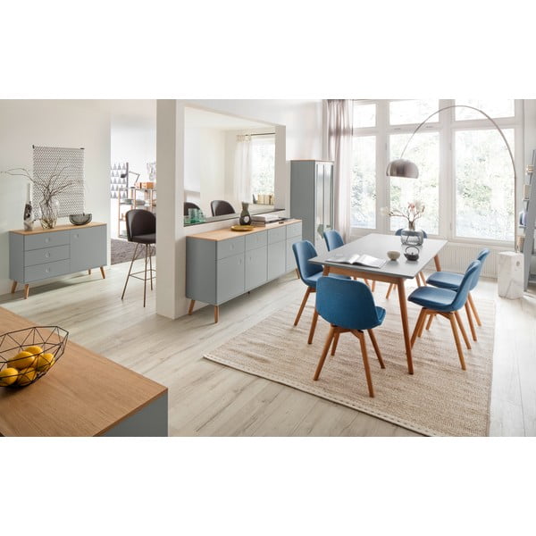 Сива витрина с крака от дъбово дърво, височина 175 cm Dot - Tenzo-image-4