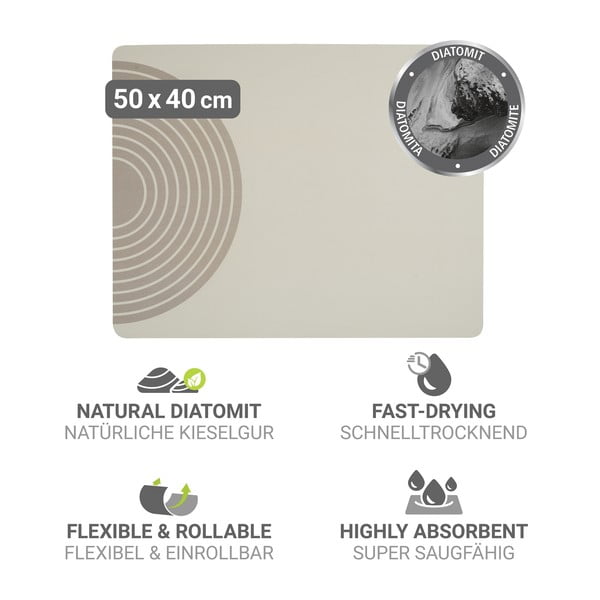 Бежова гумена тавичка за оттичане за съдовете 50x40 cm Dima – Wenko-image-3