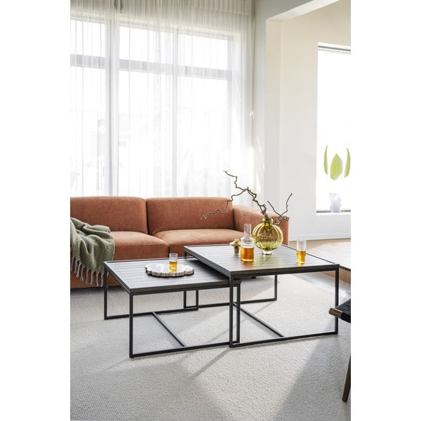 Тъмнокафява масичка за кафе с дъбова дървена плоскост ø 70 cm Deerfield – Rowico-image-3