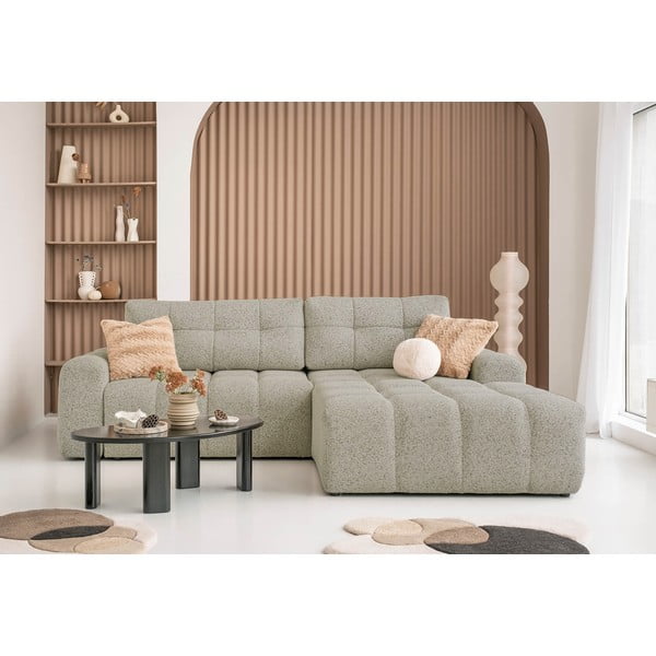 Светлокафяв разтегателен модулен ъглов диван с място за съхранение (десен ъгъл) Lulu – Miuform-image-1