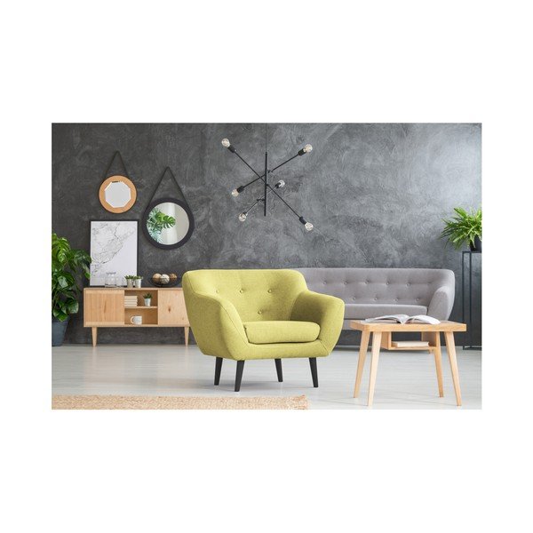 Žluté křeslo s hnědými nohami Mazzini Sofas Piemont-image-4
