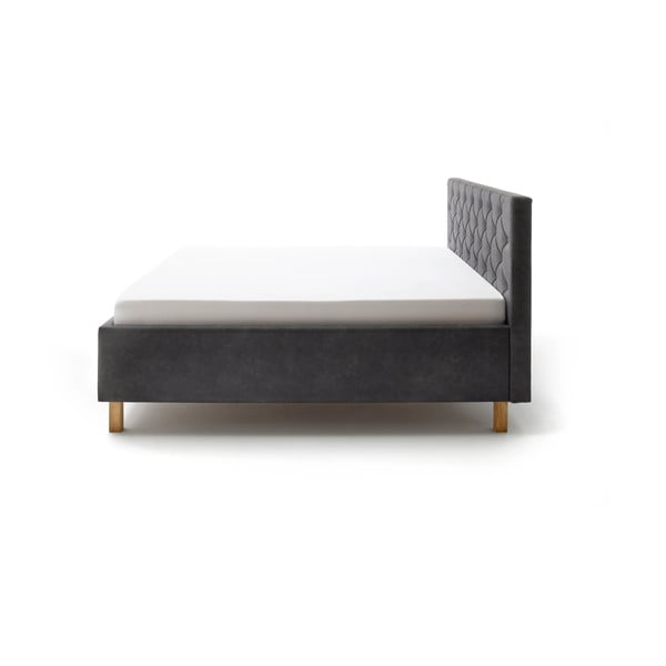 Тъмносиво двойно легло 180x200 cm тапицирано с място за съхранение с включена подматрачна рамка San Remo – Meise Möbel-image-3