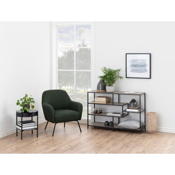 Черна етажерка за книги от дъб сонома 114x78 cm Seaford - Actona-image-1