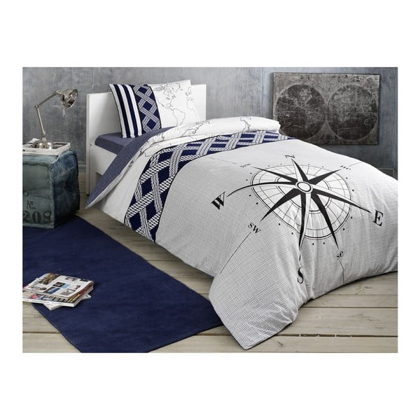 Чаршаф за двойно легло с памучен чаршаф Ранфорс Тъмно синьо, 160 x 220 cm Navi - Unknown