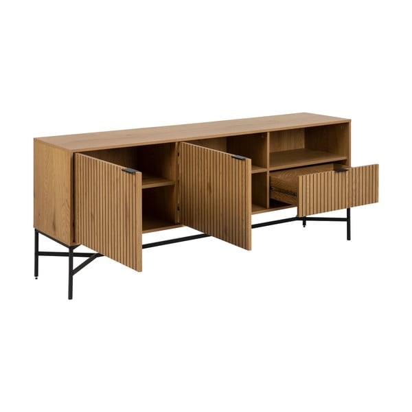 Нисък скрин от дъбов декор в естествен цвят 180x70 cm Jaipur – Actona-image-3