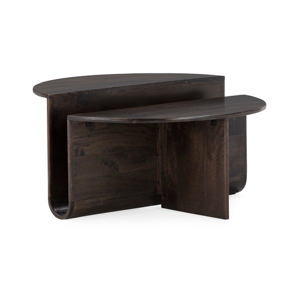 Тъмнокафява кръгла масичка за кафе от масивно манго ø 80 cm Divya – MOME