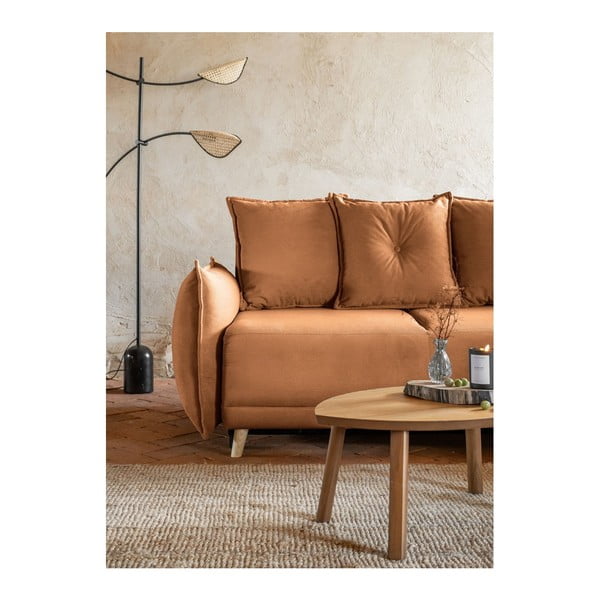 Разтегателен диван от велур в тухлен цвят (променлив) Lazy Lukka - Miuform-image-4