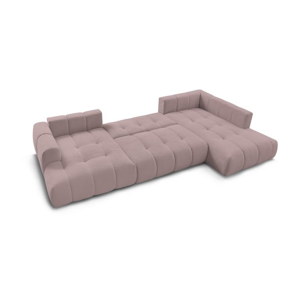 Розов сгъваем/с място за съхранение ъглов диван (десен ъгъл/U форма) Fuji – Bobochic Paris-image-3