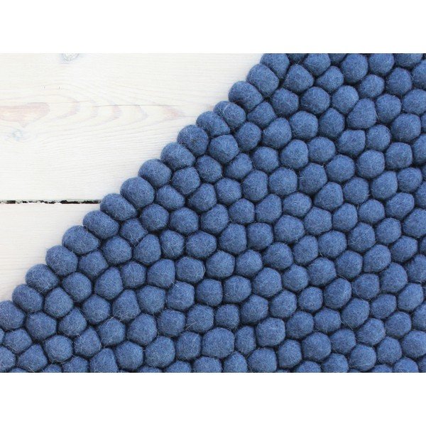 Син вълнен килим със сини топки , 100 x 150 cm Ball Rugs - Wooldot-image-1