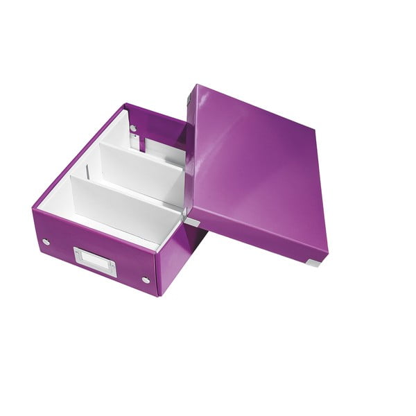 Лилава картонена кутия за съхранение с капак Click&Store - Leitz