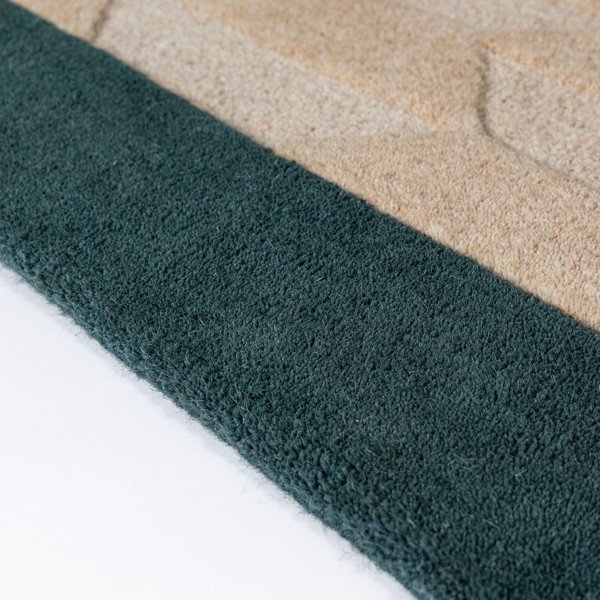 Ръчно изработен вълнен килим в естествен цвят/тюркоазен 120x170 cm Apex Border Wool – Flair Rugs-image-4