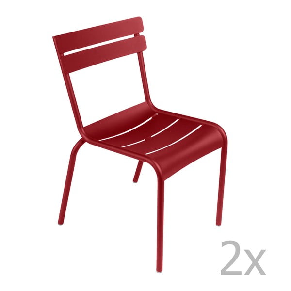 Sada 2 sytě červených židlí Fermob Luxembourg