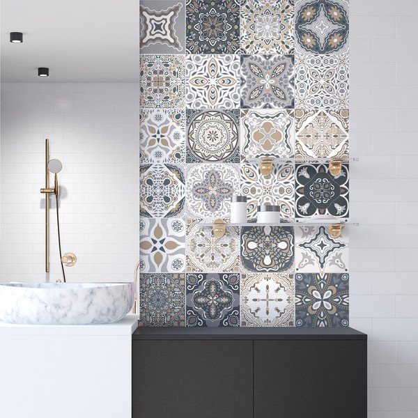 Sada 24 nástěnných samolepek Ambiance Tiles Azulejos Nello, 10 x 10 cm-image-1
