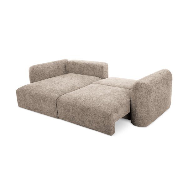 Светлокафяв шенилов разтегателен ъглов диван с място за съхранение (ляв ъгъл) Mele – Makamii-image-2