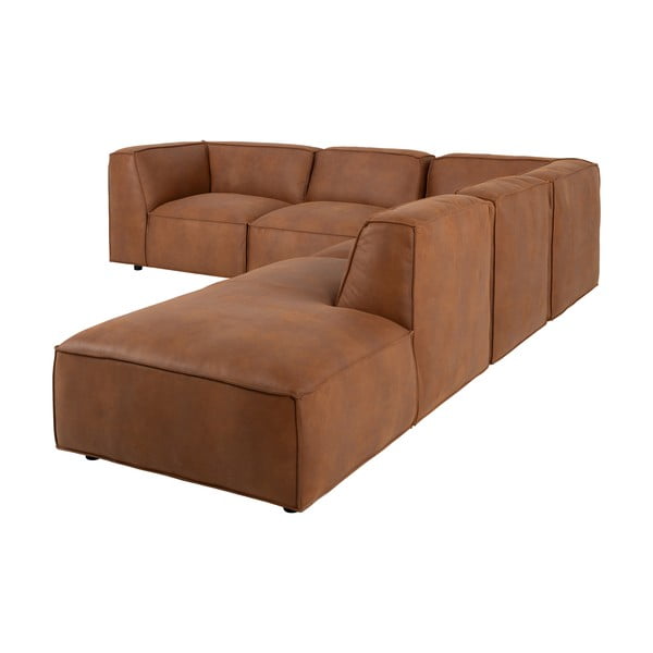 Ъглов диван от изкуствена кожа в цвят коняк (десен ъгъл) Fairfield Kentucky - Bonami Selection-image-4