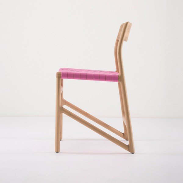 Jídelní židle z masivního dubového dřeva s růžovým sedákem Gazzda Fawn-image-2