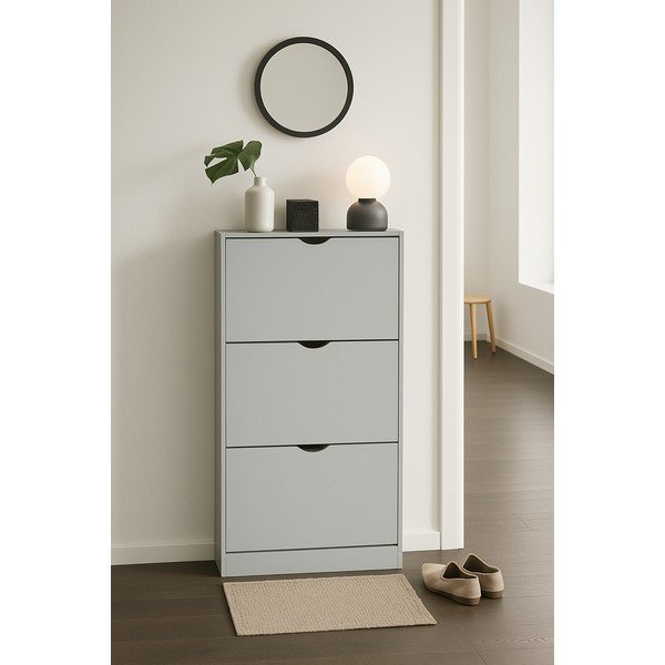 Сива накланяща се стойка за обувки 60x118x24 cm Stelo – Bonami Essentials-image-1