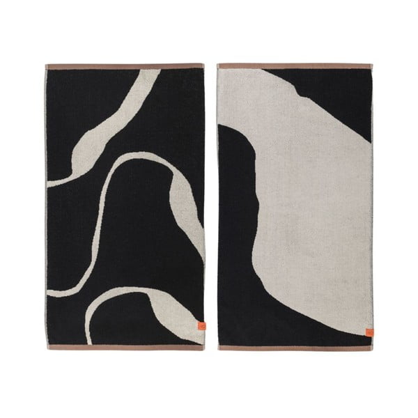 Черно-бели кърпи в комплект от 2 бр. от органичен памук 50x90 cm Nova Arte - Mette Ditmer Denmark