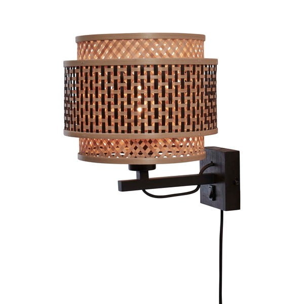 Стенна лампа в черно-природен цвят ø 25 cm Bhutan - Good&Mojo
