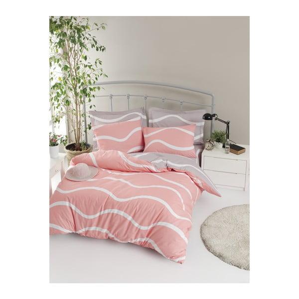 Спално бельо с чаршаф за двойно легло от памук Ranforce Novia Pink, 200 x 220 cm - Mijolnir