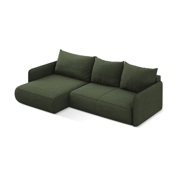 Зелен разтегателен ъглов диван с място за съхранение (ляв ъгъл) Nanea – Makamii-image-4