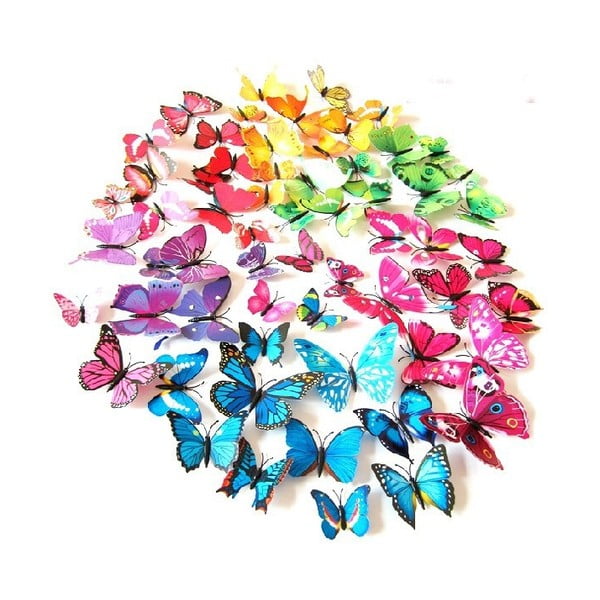 Dekorativní samolepka Duhoví motýli, 48 ks