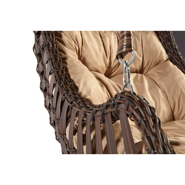 Кафяв висящ градински стол от ратан Alacati – Floriane Garden-image-4