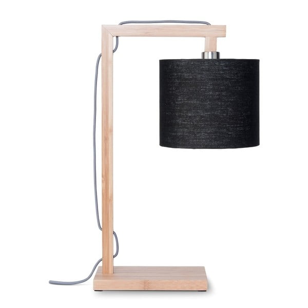 Настолна лампа с черен абажур и бамбукова конструкция Himalaya - Good&Mojo