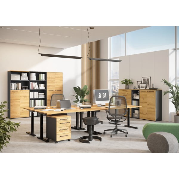 Работна маса с електрическо регулиране на височината с дъбов плот 80x160 cm Agenda – Germania-image-2