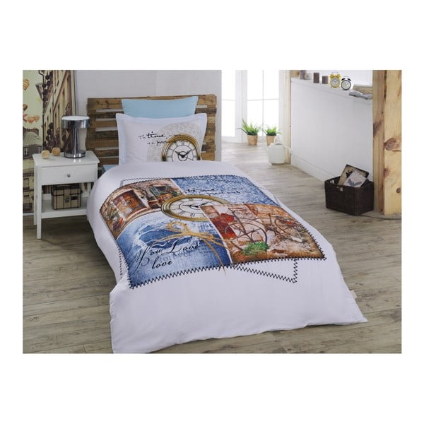 Спално бельо с памучен сатен за двойно легло Marine, 200 x 220 cm - Unknown