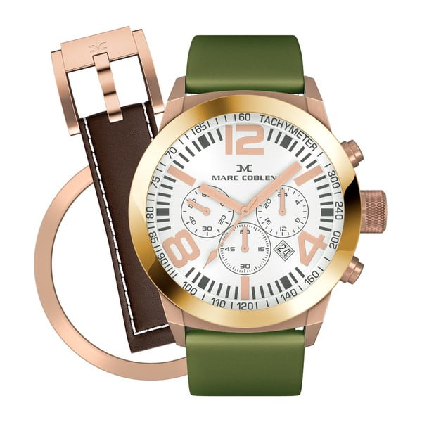 Dámské hodinky Marc Coblen s páskem a kroužkem navíc P90