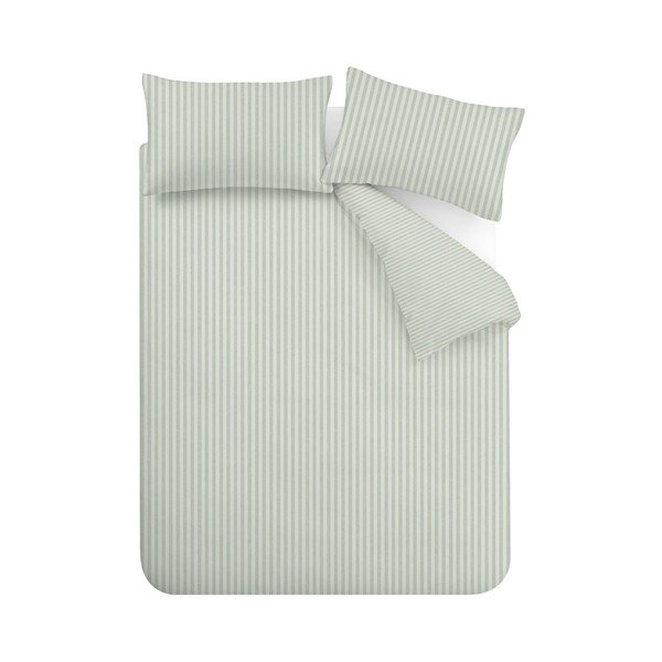 Зелено двойно /удължено 3 части спално бельо 230x220 cm Epping Textured Stripe – Catherine Lansfield