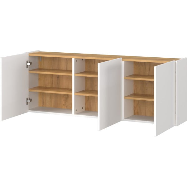 Бяло висящо шкафче от декор от дъб  138x52x25 cm Libbiano – Germania-image-3