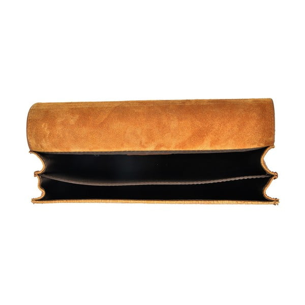 Кафява кожена чанта с верига в цвят коняк - Carla Ferreri-image-3