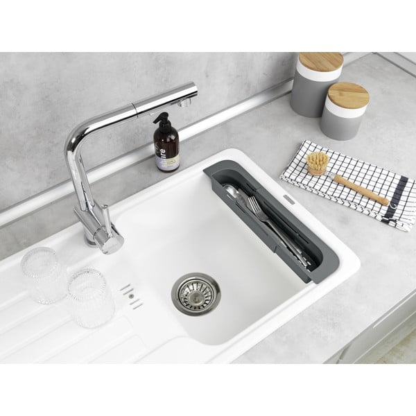 Сив пластмасов телескопичен отцедник за мивка 49,5x8,5 cm Fino – Wenko-image-2