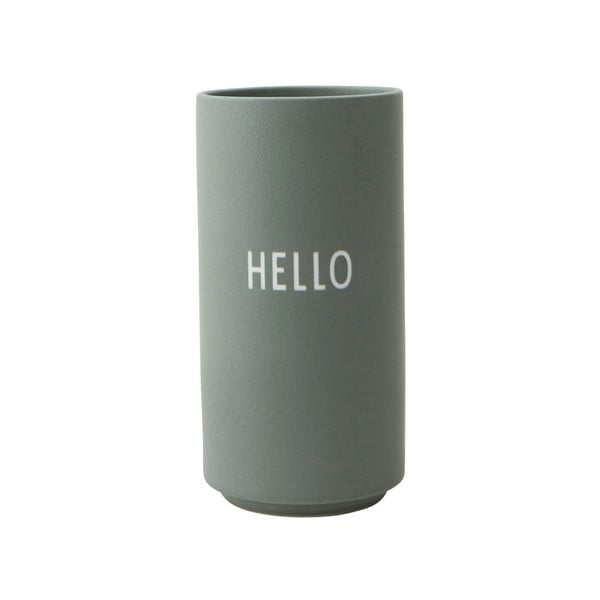 Зелена порцеланова ваза Hello, височина 11 cm Favourite - Design Letters