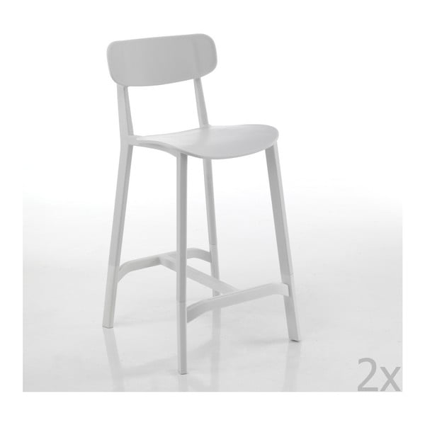 Sada 2 bílých barových židlí vhodných do exteriéru Tomasucci Mara