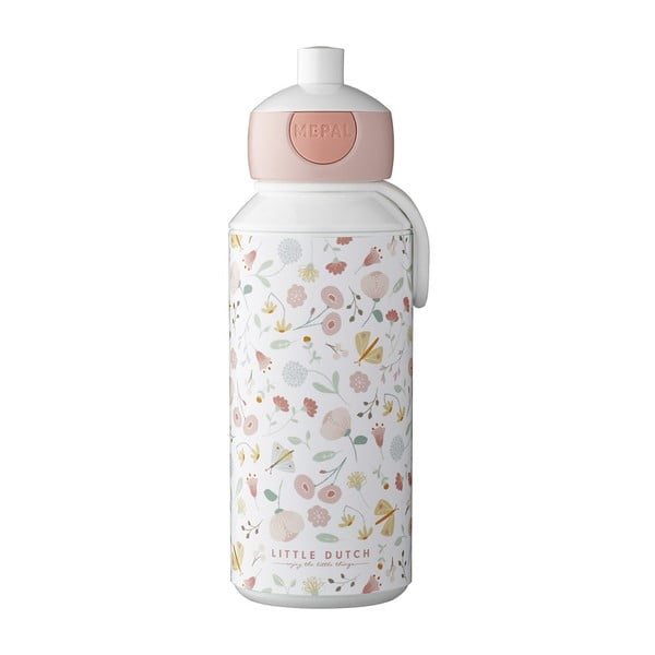 Бяла/светлорозова детска бутилка 400 ml Flowers & butterflies – Mepal