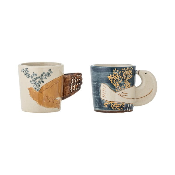 Синьо-кремави глинени чаши за еспресо в комплект от 2 бр. 55 ml Hezha – Bloomingville