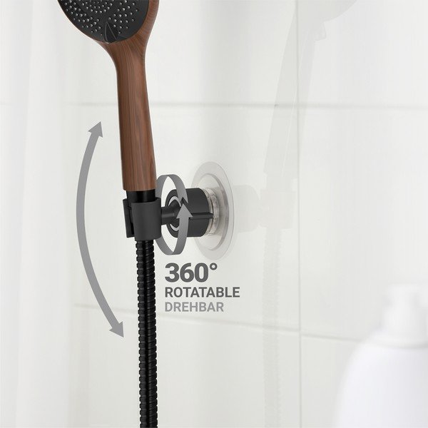 Черен пластмасов държач за душ слушалка без пробиване Libertà – Wenko-image-2