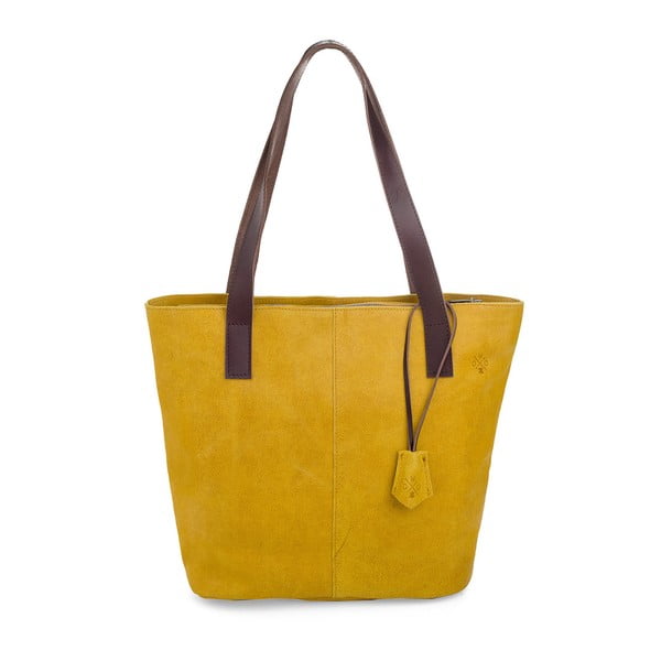 Жълта кожена чанта Trogia Lutea - Woox