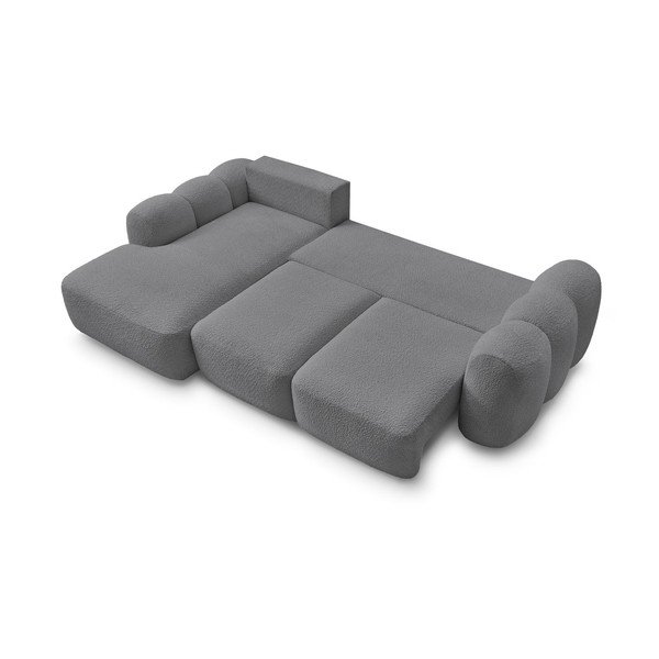 Сив сгъваем/с място за съхранение ъглов диван от прежда с примки от букле (ляв ъгъл) Montaigne – Bobochic Paris-image-4