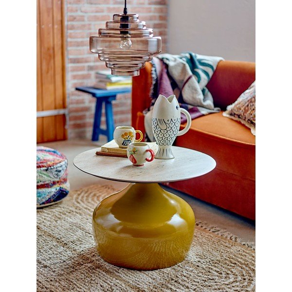 Жълта кръгла масичка за кафе с керамичен плот ø 60 cm Lecco – Bloomingville-image-2