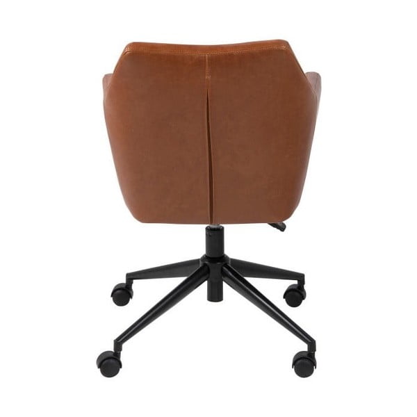 Кафяв офис стол от изкуствена кожа на колела Nora - Actona-image-2