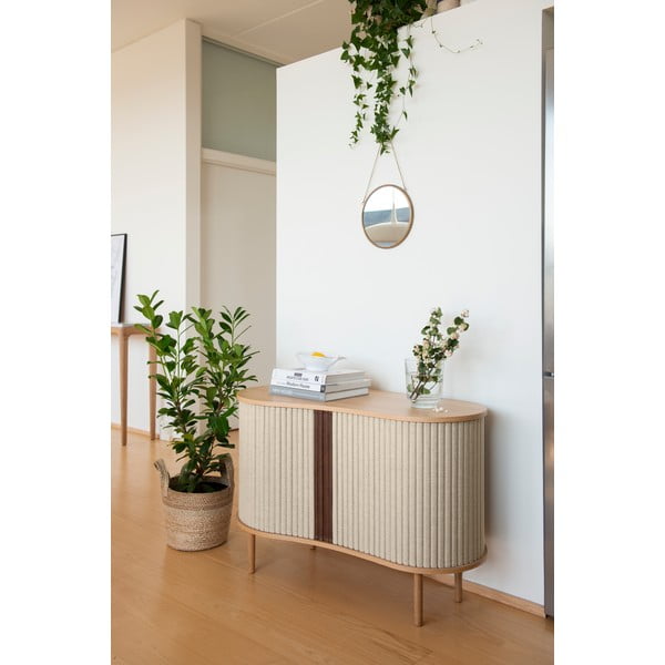 Нисък скрин с дъбов декор в бежово-натурален цвят с плъзгащи се врати 100x67 cm Audacious - UMAGE-image-1