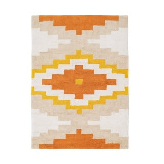 Оранжев памучен килим подходящ за пране 100x135 cm Azteca – Ixia