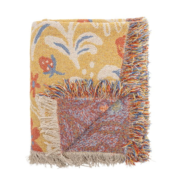 Жълто одеяло от рециклиран памук 130x160 cm Reims – Bloomingville-image-3